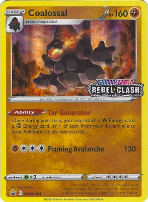 Coalossal - SWSH024 (Prerelease) from SWSH: Sword & Shield Promo Cards