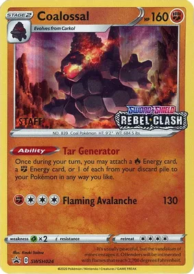 Coalossal - SWSH024 (Prerelease) [Staff] from SWSH: Sword & Shield Promo Cards