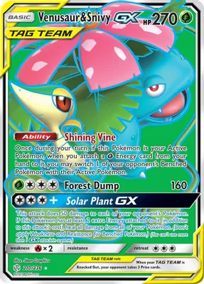 Venusaur & Snivy GX (Full Art) from SM - Cosmic Eclipse