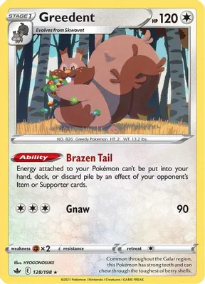 Greedent from SWSH06: Chilling Reign