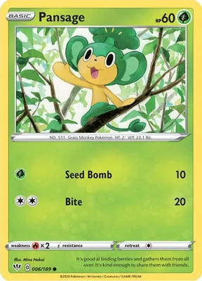 Pansage from SWSH03: Darkness Ablaze