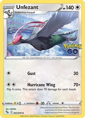 Unfezant from Pokemon GO