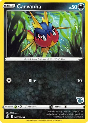Carvanha - 162/264 (Eevee Stamped) from Battle Academy 2022