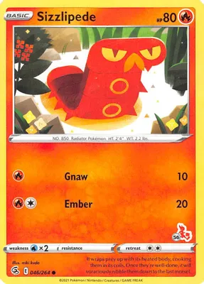 Sizzlipede - 046/264 (#56 Cinderace Stamped) from Battle Academy 2022