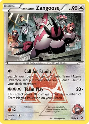 Team Magma's Zangoose from Double Crisis