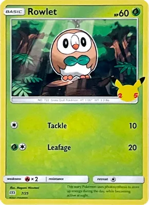 Rowlet - 7/25 from McDonald's 25th Anniversary Promos