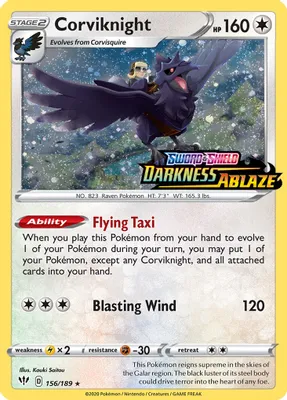 Corviknight - 156/189 (Darkness Ablaze Stamped) from Miscellaneous Cards & Products