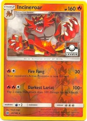 Incineroar - 26/149 (Pokemon League) from League & Championship Cards