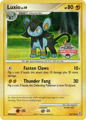 Luxio - 52/130 (State Championships) [Staff] from League & Championship Cards