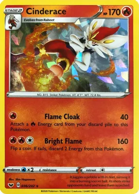 Cinderace - 036/202 (Cracked Ice Holo) from Deck Exclusives