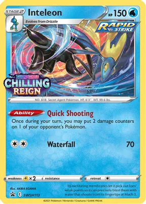 Inteleon - SWSH113 (Prerelease) from SWSH: Sword & Shield Promo Cards