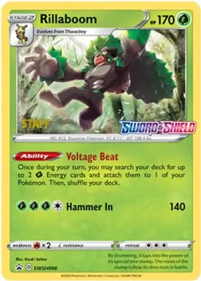 Rillaboom - SWSH006 (Prerelease) [Staff] from SWSH: Sword & Shield Promo Cards