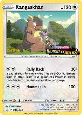 Kangaskhan - SWSH038 (Prerelease) [Staff] from SWSH: Sword & Shield Promo Cards