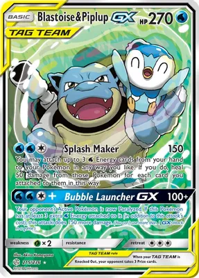 Blastoise & Piplup GX (Alternate Full Art) from SM - Cosmic Eclipse