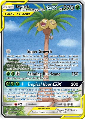 Rowlet & Alolan Exeggutor GX (Alternate Full Art) from SM - Unified Minds