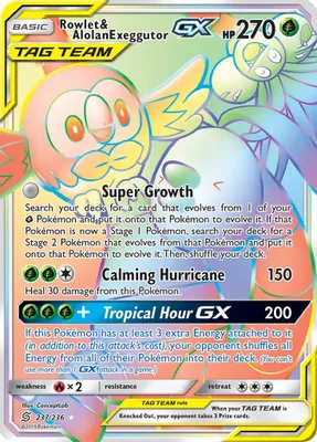 Rowlet & Alolan Exeggutor GX (Secret) from SM - Unified Minds