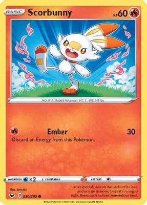 Scorbunny (030) from SWSH01: Sword & Shield Base Set