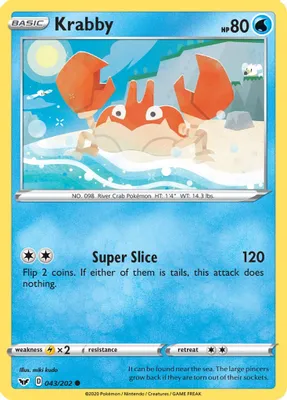 Krabby (043) from SWSH01: Sword & Shield Base Set
