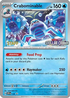 Crabominable - 134 (Prerelease) [Staff] from SV: Scarlet & Violet Promo Cards