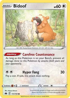 Bidoof from SWSH: Crown Zenith