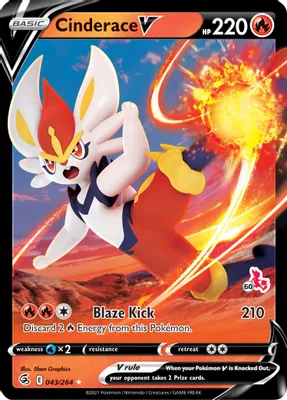 Cinderace V - 043/264 (#60 Cinderace Stamped) from Battle Academy 2022