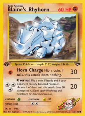 Blaine's Rhyhorn from Gym Challenge