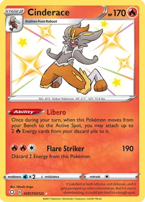 Cinderace from Shining Fates: Shiny Vault