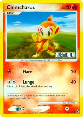 Chimchar - 56/100 [Platinum] from Burger King Promos