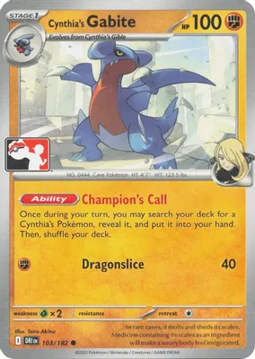 Cynthia's Gabite - 103/182 from Prize Pack Series Cards