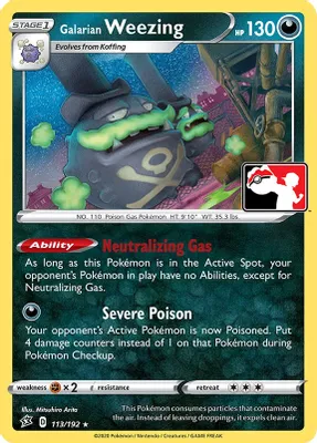 Galarian Weezing - 113/192 from Prize Pack Series Cards