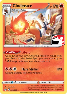 Cinderace - 034/202 from Prize Pack Series Cards